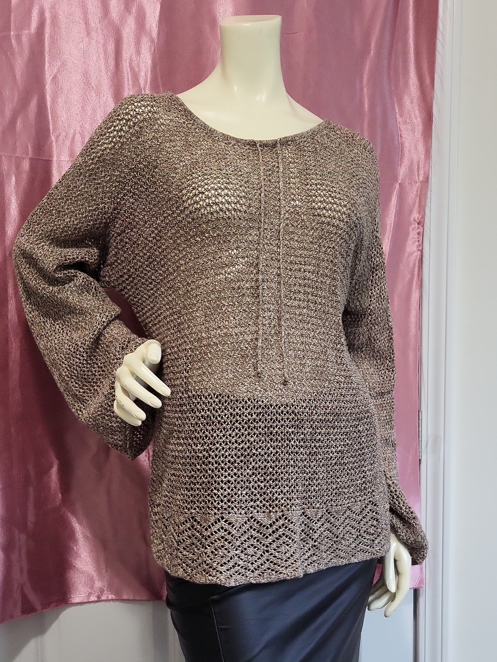 Talbots Petites Open Knit Sweater Top Large